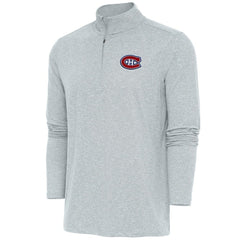 NHL Montreal Canadiens Antigua Hunk Quarter-Zip Pullover Top - Heather Gray