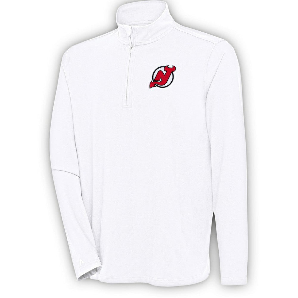 NHL New Jersey Devils Antigua Hunk Quarter-Zip Pullover Top - White