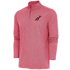 NHL New Jersey Devils Antigua Hunk Quarter-Zip Pullover Top - Heather Red
