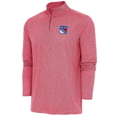 NHL New York Rangers Antigua Hunk Quarter-Zip Pullover Top - Heather Red