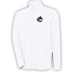 NHL Vancouver Canucks Antigua Hunk Quarter-Zip Pullover Top - White