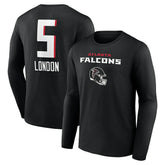 Drake London Atlanta Falcons Team Wordmark Player Name & Number Long Sleeve T-Shirt Black