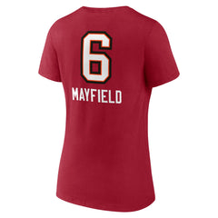 Baker Mayfield Tampa Bay Buccaneers Women's Team Wordmark Player Name & Number V-Neck T-Shirt Red