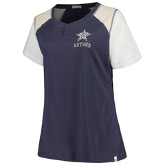 Houston Astros '47 Women's Plus Size Henley T-Shirt - Navy/Gray T-shirts