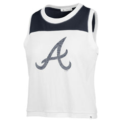 Atlanta Braves '47 Women's Plus Size Waist Length Muscle Tank Top - White/Navy Tanks