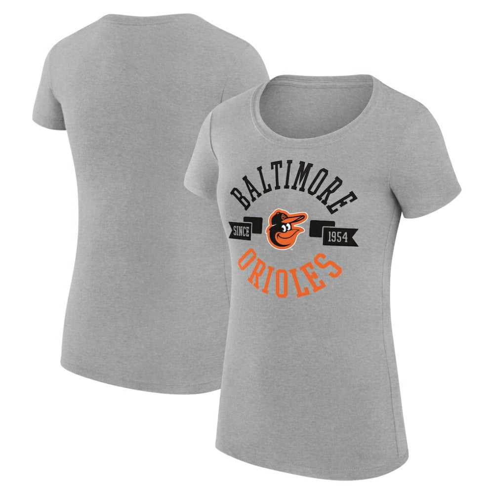 Baltimore Orioles G-III 4Her by Carl Banks Women's Super-Slim Fit Lightweight City Graphic T-Shirt - Heather Gray T-shirts