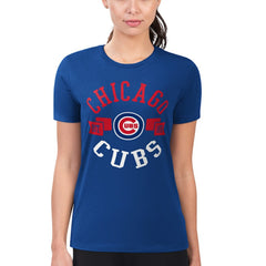 Chicago Cubs G-III 4Her by Carl Banks Women's Super-Slim Fit Lightweight City Graphic T-Shirt - Royal T-shirts