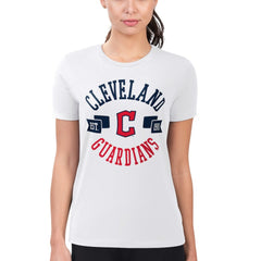 Cleveland Guardians G-III 4Her by Carl Banks Women's Super-Slim Fit Lightweight City Graphic T-Shirt - White T-shirts
