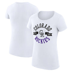 Colorado Rockies G-III 4Her by Carl Banks Women's Super-Slim Fit Lightweight City Graphic T-Shirt - White T-shirts