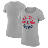 Los Angeles Angels G-III 4Her by Carl Banks Women's Super-Slim Fit Lightweight City Graphic T-Shirt - Heather Gray T-shirts