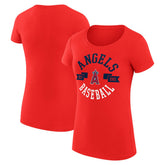 Los Angeles Angels G-III 4Her by Carl Banks Women's Super-Slim Fit Lightweight City Graphic T-Shirt - Red T-shirts