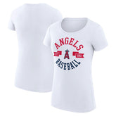 Los Angeles Angels G-III 4Her by Carl Banks Women's Super-Slim Fit Lightweight City Graphic T-Shirt - White T-shirts