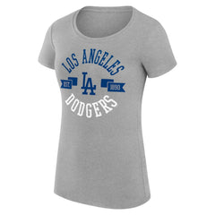 Los Angeles Dodgers G-III 4Her by Carl Banks Women's Super-Slim Fit Lightweight City Graphic T-Shirt - Heather Gray T-shirts