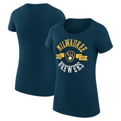 Milwaukee Brewers G-III 4Her by Carl Banks Women's Super-Slim Fit Lightweight City Graphic T-Shirt - Navy T-shirts