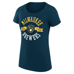 Milwaukee Brewers G-III 4Her by Carl Banks Women's Super-Slim Fit Lightweight City Graphic T-Shirt - Navy T-shirts