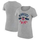 Minnesota Twins G-III 4Her by Carl Banks Women's Super-Slim Fit Lightweight City Graphic T-Shirt - Heather Gray T-shirts