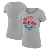 Philadelphia Phillies G-III 4Her by Carl Banks Women's Super-Slim Fit Lightweight City Graphic T-Shirt - Heather Gray T-shirts