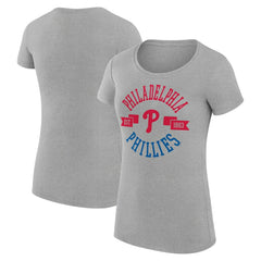 Philadelphia Phillies G-III 4Her by Carl Banks Women's Super-Slim Fit Lightweight City Graphic T-Shirt - Heather Gray T-shirts