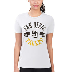 San Diego Padres G-III 4Her by Carl Banks Women's Super-Slim Fit Lightweight City Graphic T-Shirt - White T-shirts