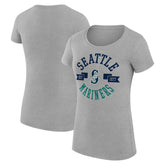 Seattle Mariners G-III 4Her by Carl Banks Women's Super-Slim Fit Lightweight City Graphic T-Shirt - Heather Gray T-shirts