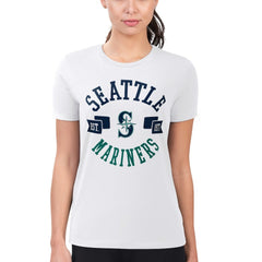 Seattle Mariners G-III 4Her by Carl Banks Women's Super-Slim Fit Lightweight City Graphic T-Shirt - White T-shirts