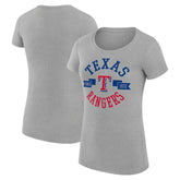 Texas Rangers G-III 4Her by Carl Banks Women's Super-Slim Fit Lightweight City Graphic T-Shirt - Heather Gray T-shirts