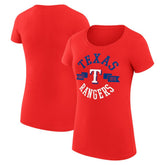 Texas Rangers G-III 4Her by Carl Banks Women's Super-Slim Fit Lightweight City Graphic T-Shirt - Red T-shirts