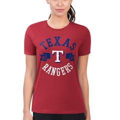 Texas Rangers G-III 4Her by Carl Banks Women's Super-Slim Fit Lightweight City Graphic T-Shirt - Red T-shirts