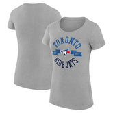 Toronto Blue Jays G-III 4Her by Carl Banks Women's Super-Slim Fit Lightweight City Graphic T-Shirt - Heather Gray T-shirts