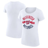 Washington Nationals G-III 4Her by Carl Banks Women's Super-Slim Fit Lightweight City Graphic T-Shirt - White T-shirts