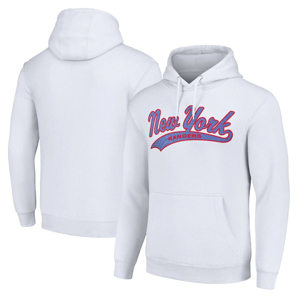 NHL New York Rangers Starter Tailsweep Fleece Tri-Blend Pullover Hoodie - White