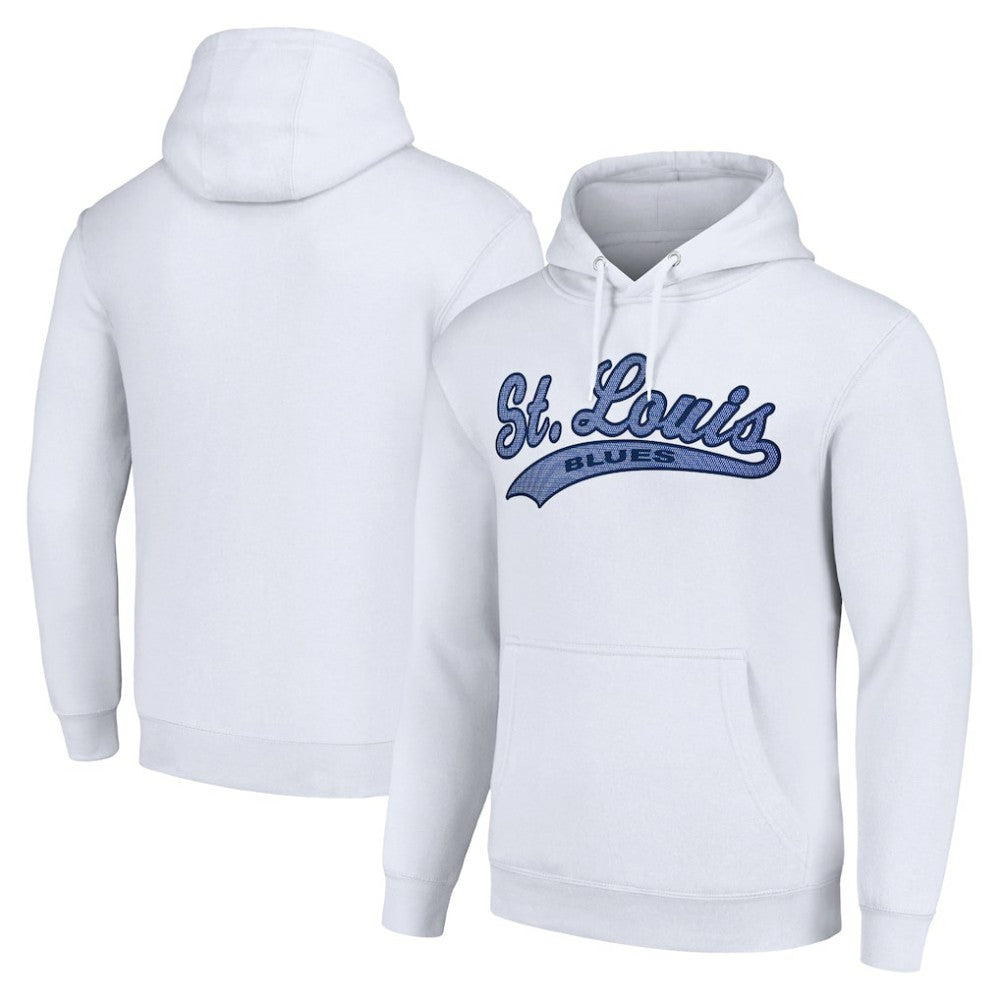 NHL St. Louis Blues Starter Tailsweep Fleece Tri-Blend Pullover Hoodie - White