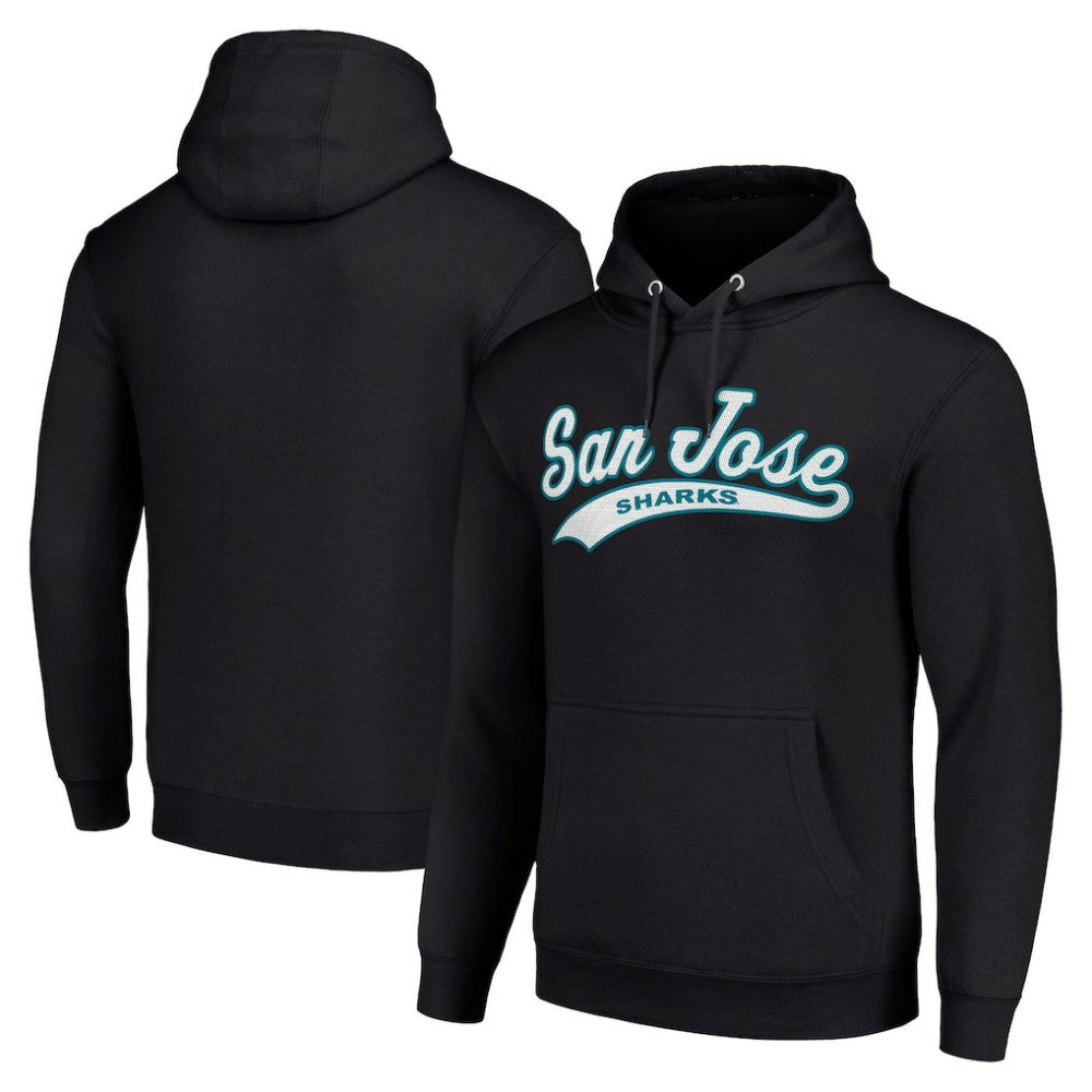 NHL San Jose Sharks Starter Tailsweep Fleece Tri-Blend Pullover Hoodie - Black