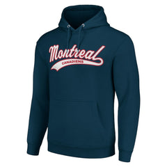 NHL Montreal Canadiens Starter Tailsweep Fleece Tri-Blend Pullover Hoodie - Navy