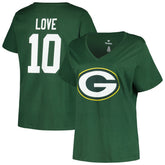 Jordan Love Green Bay Packers Women's Plus Size Name & Number V-Neck T-Shirt Green