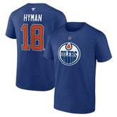 NHL Zach Hyman Edmonton Oilers Fanatics Authentic Stack Name & Number T-Shirt - Blue
