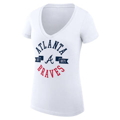 Atlanta Braves G-III 4Her by Carl Banks Women's Super-Slim Fit Lightweight City Graphic V-Neck T-Shirt - White T-shirts