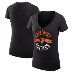 Baltimore Orioles G-III 4Her by Carl Banks Women's Super-Slim Fit Lightweight City Graphic V-Neck T-Shirt - Black T-shirts