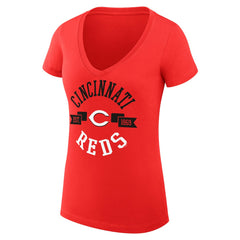 Cincinnati Reds G-III 4Her by Carl Banks Women's Super-Slim Fit Lightweight City Graphic V-Neck T-Shirt - Red T-shirts