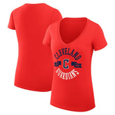 Cleveland Guardians G-III 4Her by Carl Banks Women's Super-Slim Fit Lightweight City Graphic V-Neck T-Shirt - Red T-shirts