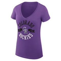 Colorado Rockies G-III 4Her by Carl Banks Women's Super-Slim Fit Lightweight City Graphic V-Neck T-Shirt - Purple T-shirts