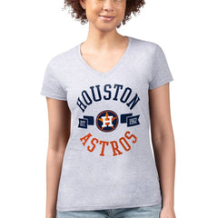 Houston Astros G-III 4Her by Carl Banks Women's Super-Slim Fit Lightweight City Graphic V-Neck T-Shirt - Heather Gray T-shirts