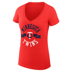 Minnesota Twins G-III 4Her by Carl Banks Women's Super-Slim Fit Lightweight City Graphic V-Neck T-Shirt - Red T-shirts