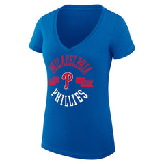 Philadelphia Phillies G-III 4Her by Carl Banks Women's Super-Slim Fit Lightweight City Graphic V-Neck T-Shirt - Royal T-shirts