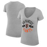 San Francisco Giants G-III 4Her by Carl Banks Women's Super-Slim Fit Lightweight City Graphic V-Neck T-Shirt - Heather Gray T-shirts