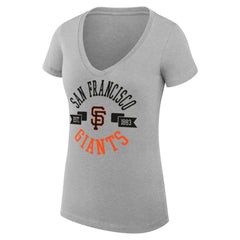 San Francisco Giants G-III 4Her by Carl Banks Women's Super-Slim Fit Lightweight City Graphic V-Neck T-Shirt - Heather Gray T-shirts