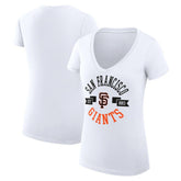San Francisco Giants G-III 4Her by Carl Banks Women's Super-Slim Fit Lightweight City Graphic V-Neck T-Shirt - White T-shirts