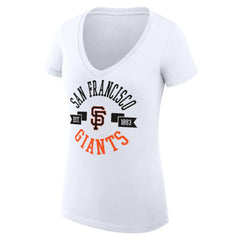 San Francisco Giants G-III 4Her by Carl Banks Women's Super-Slim Fit Lightweight City Graphic V-Neck T-Shirt - White T-shirts