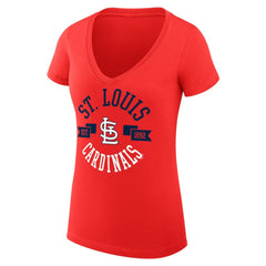 St. Louis Cardinals G-III 4Her by Carl Banks Women's Super-Slim Fit Lightweight City Graphic V-Neck T-Shirt - Red T-shirts