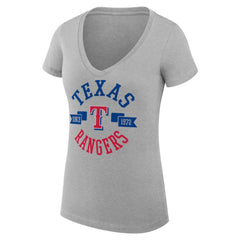 Texas Rangers G-III 4Her by Carl Banks Women's Super-Slim Fit Lightweight City Graphic V-Neck T-Shirt - Heather Gray T-shirts